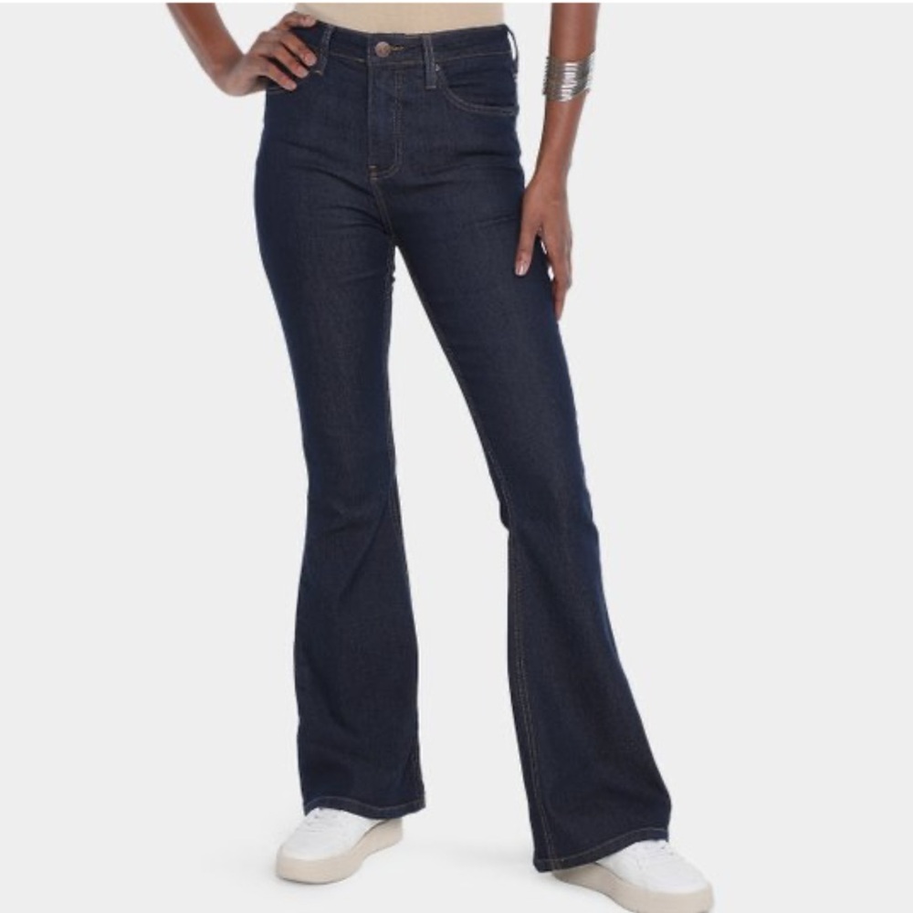 Calvin Klein High Waisted Dark Wash Flare Jeans 30 inch Waist New with Tags